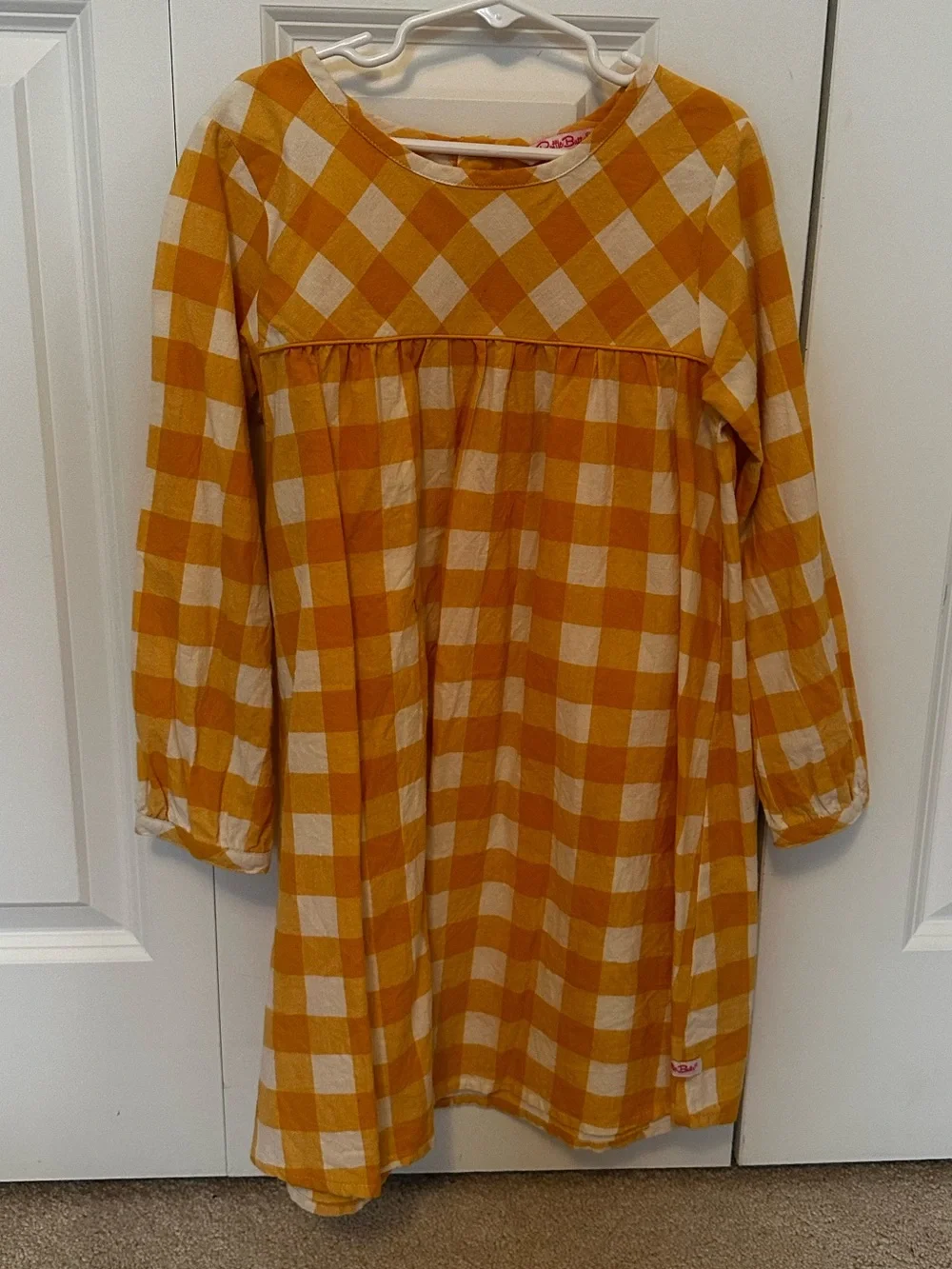 Ruffle Butts Yellow Gingham Long Sleeve Dress